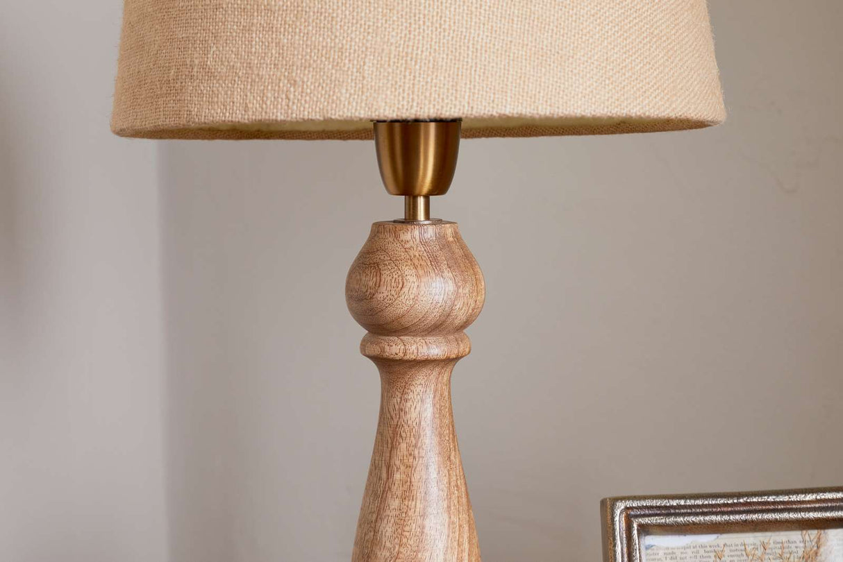 Nkuku Usha Classic Wooden Table Lamp Large