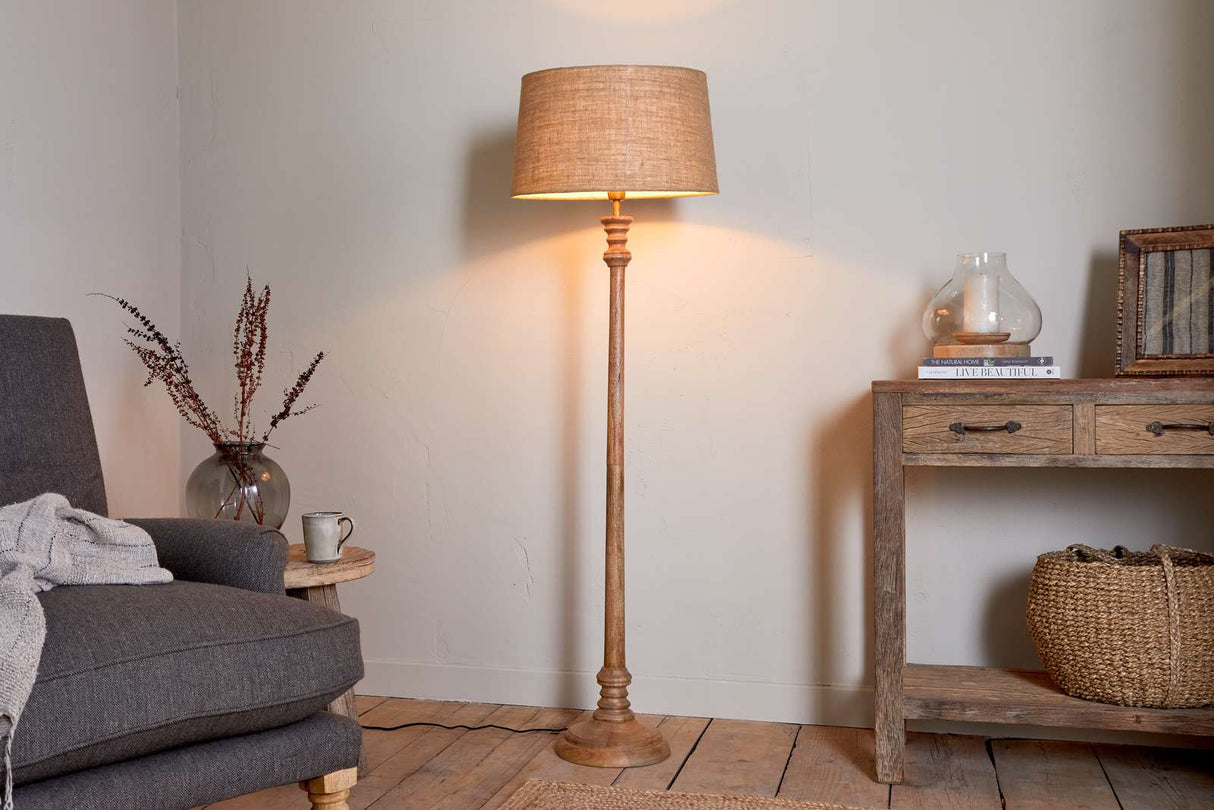 Nkuku Usha Classic Wooden Floor Lamp