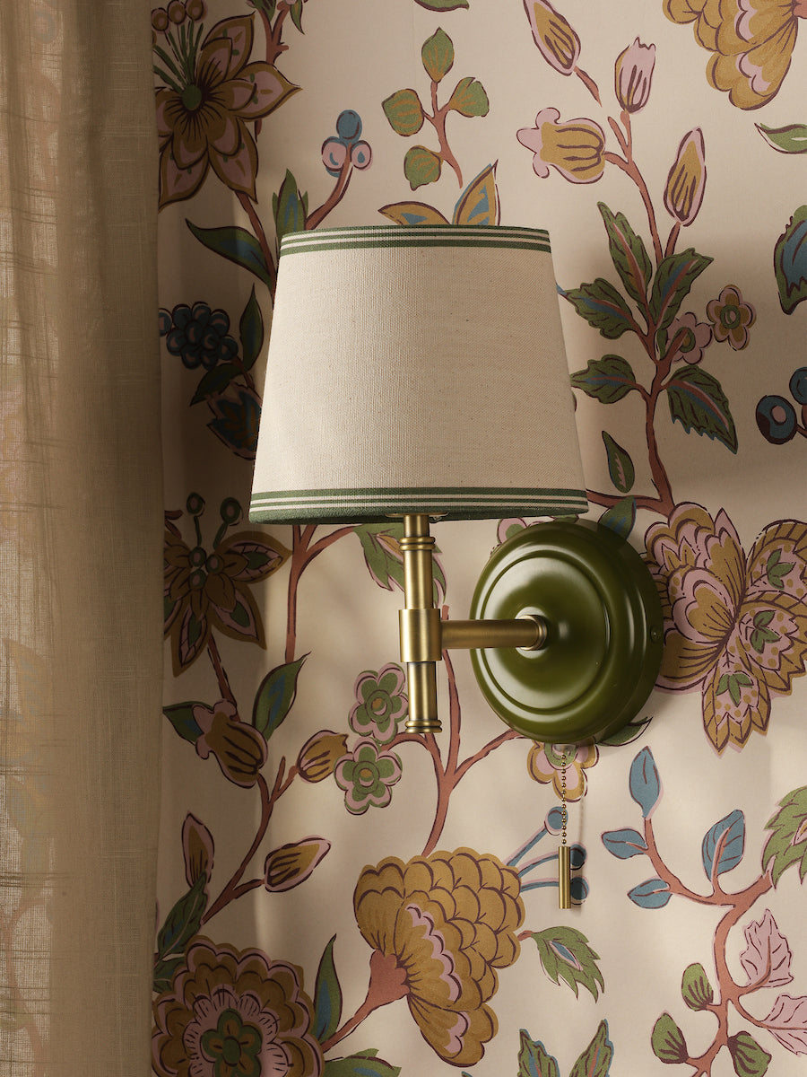 Joules Upton Wall Light Matt Green With Shade
