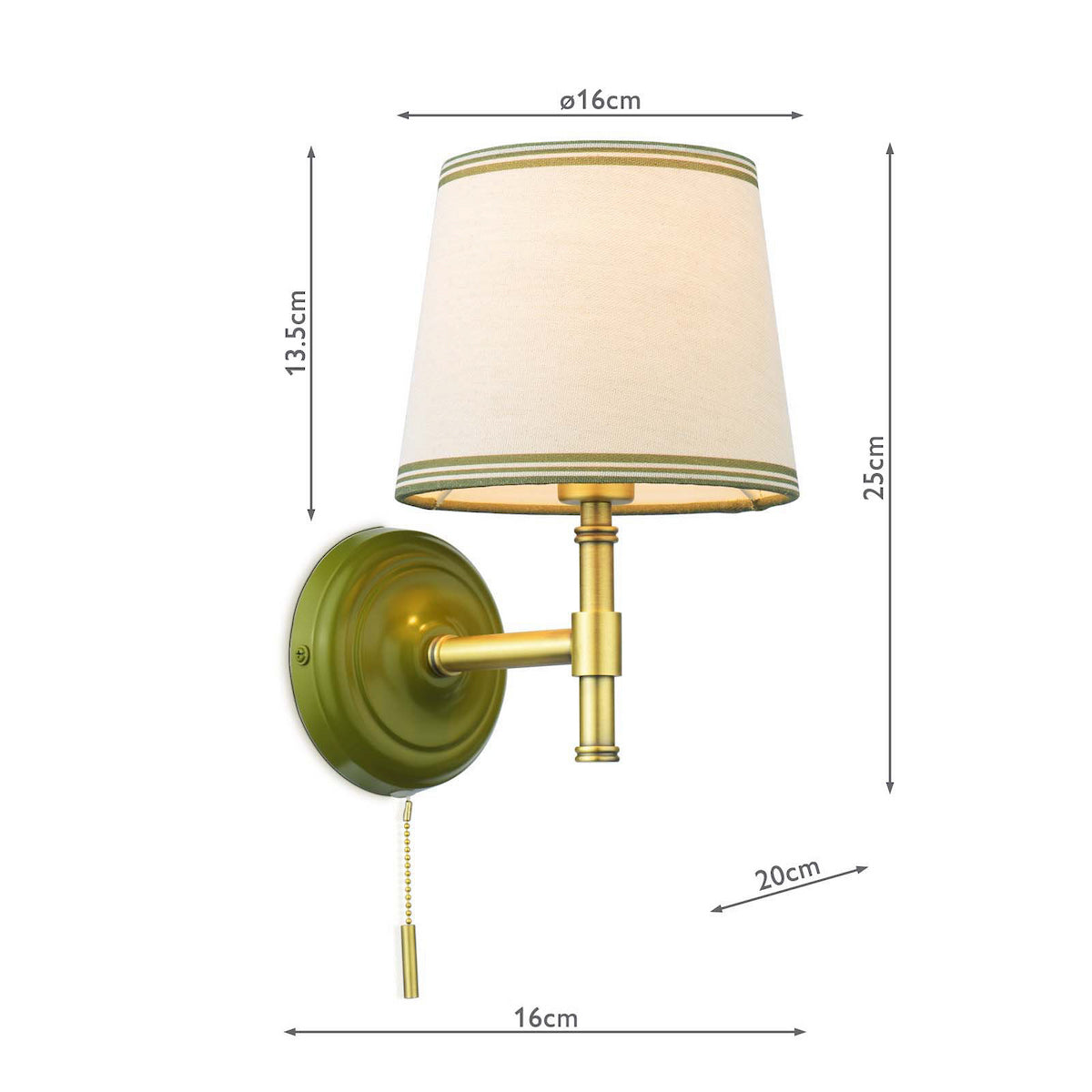 Joules Upton Wall Light Matt Green With Shade