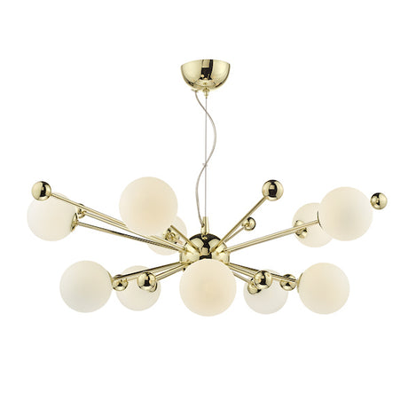 Dar Ursa 10 Light Sputnik Pendant Chandelier Polished Gold Opal Glass –  from Amos Lighting + Home