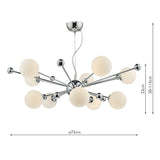 Dar Ursa 10 Light Sputnik Pendant Chandelier Polished Chrome Opal Glass –  from Amos Lighting + Home