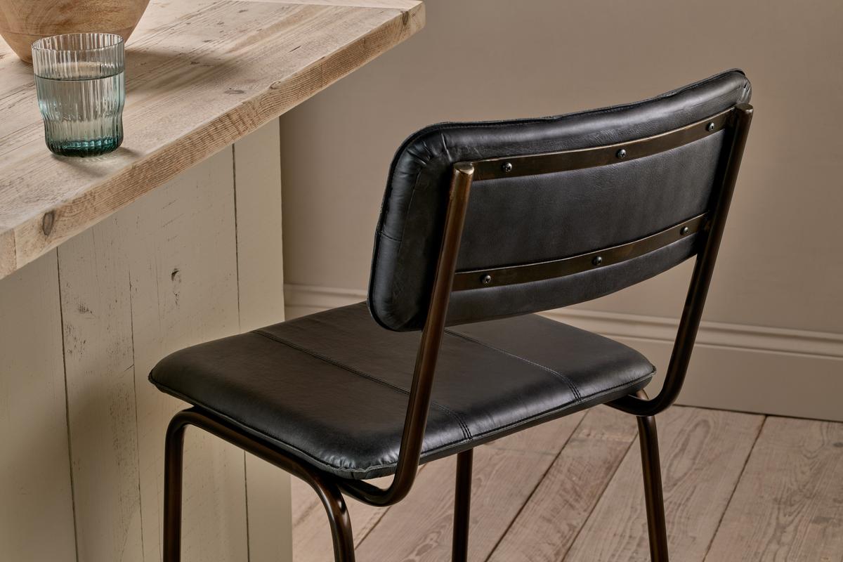 Nkuku Ukari Counter Chair Aged Black