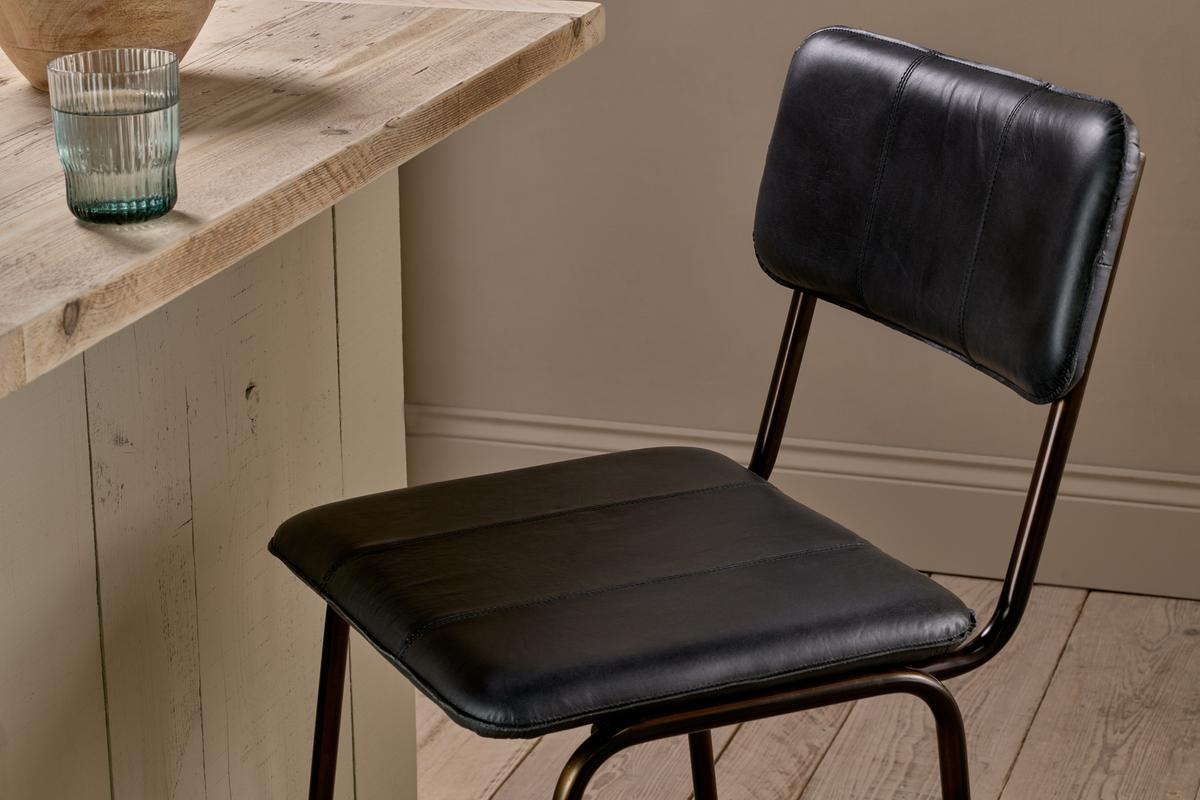 Nkuku Ukari Counter Chair Aged Black