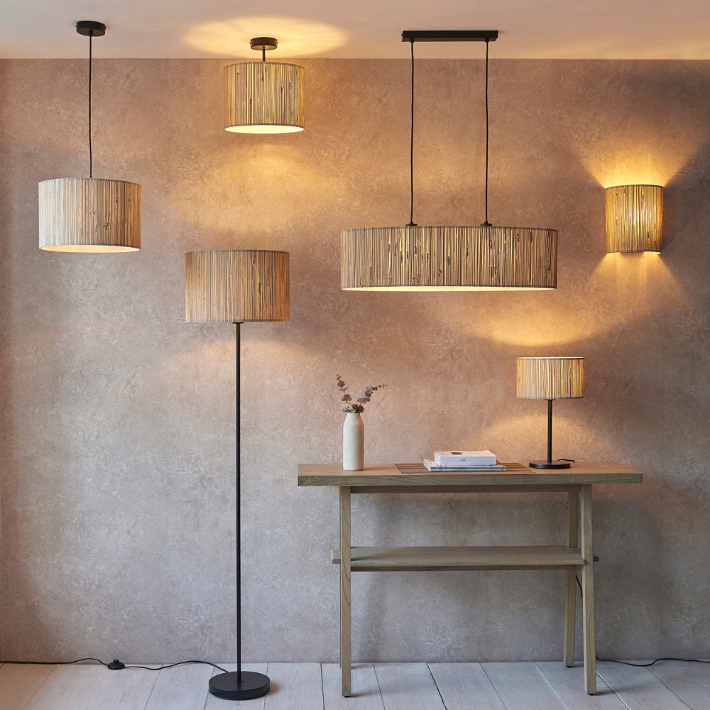 Endon Longshore Semi Flush Ceiling Light Natural Seagrass from Amos Lighting + Home