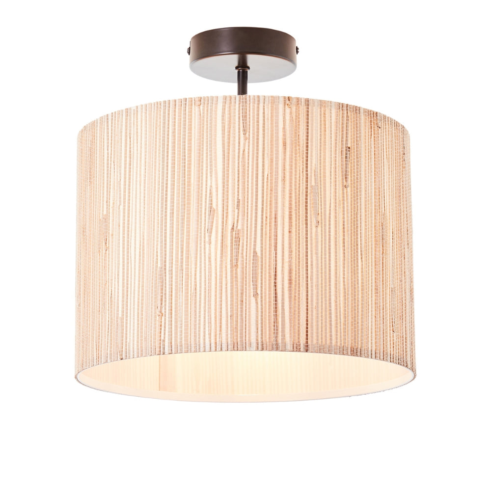 Endon Longshore Semi Flush Ceiling Light Natural Seagrass from Amos Lighting + Home