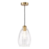 Dar Valora Pendant Antique Bronze and Ribbed Glass