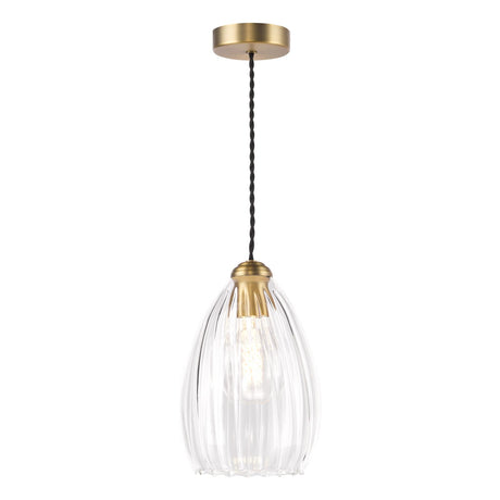 Dar Valora Pendant Antique Bronze and Ribbed Glass