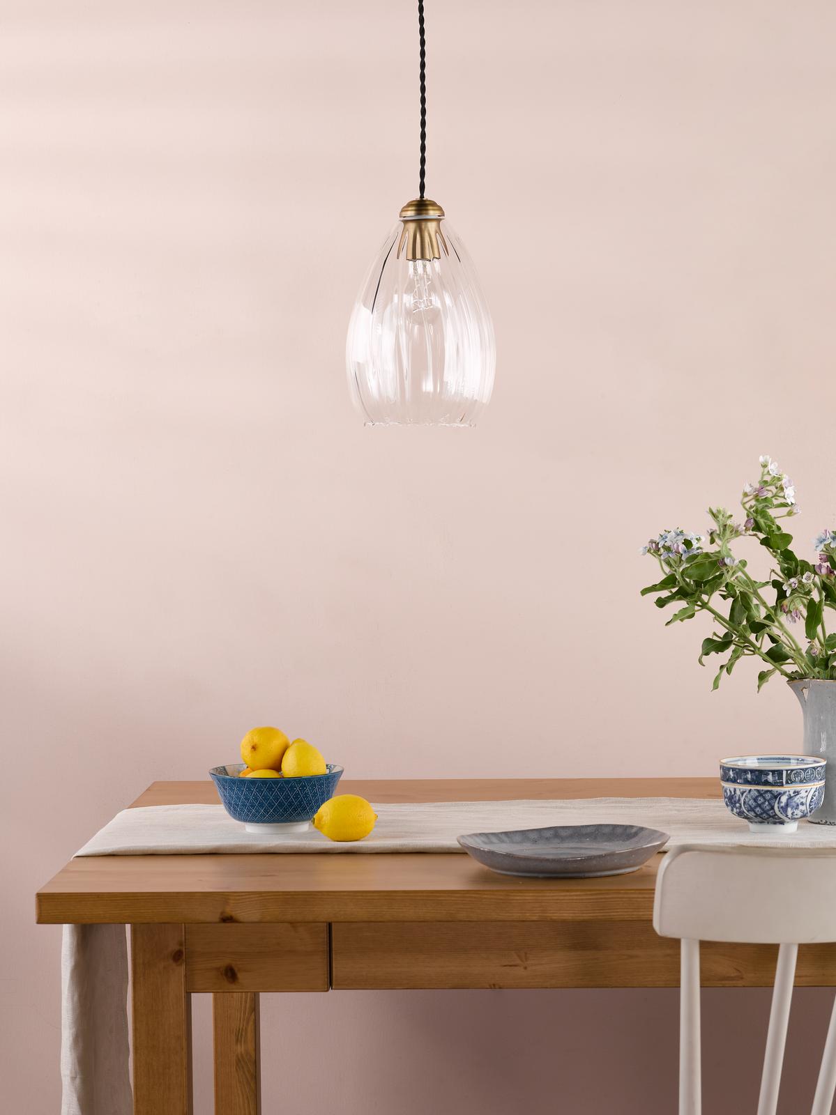 Dar Valora Pendant Antique Bronze and Ribbed Glass