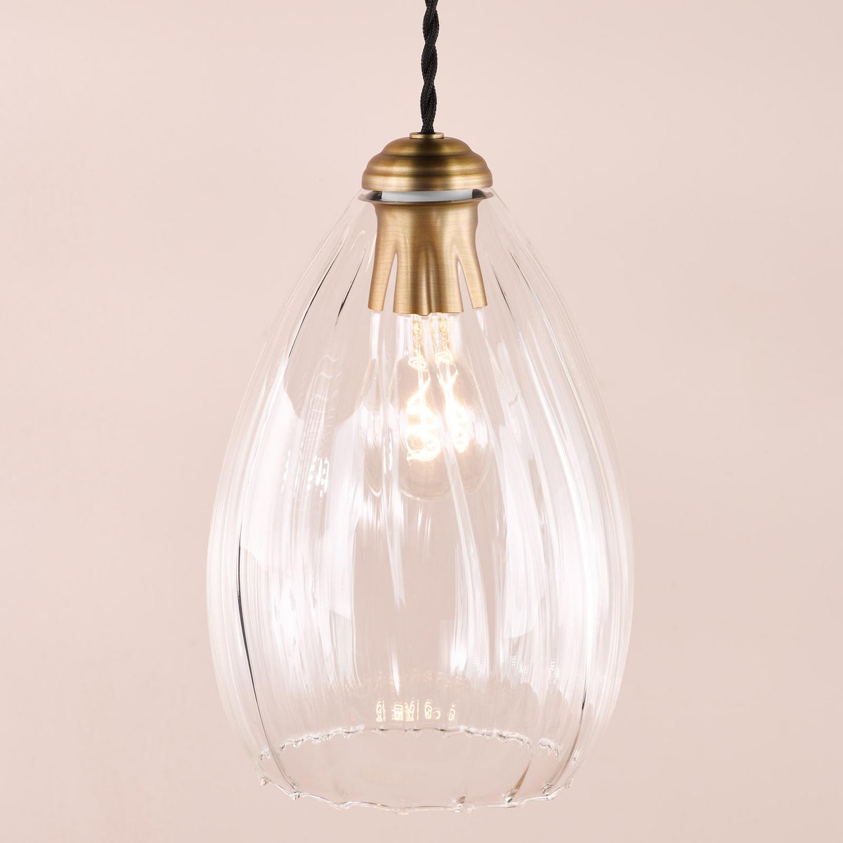 Dar Valora Pendant Antique Bronze and Ribbed Glass