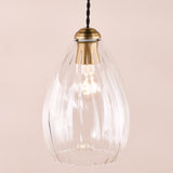 Dar Valora Pendant Antique Bronze and Ribbed Glass