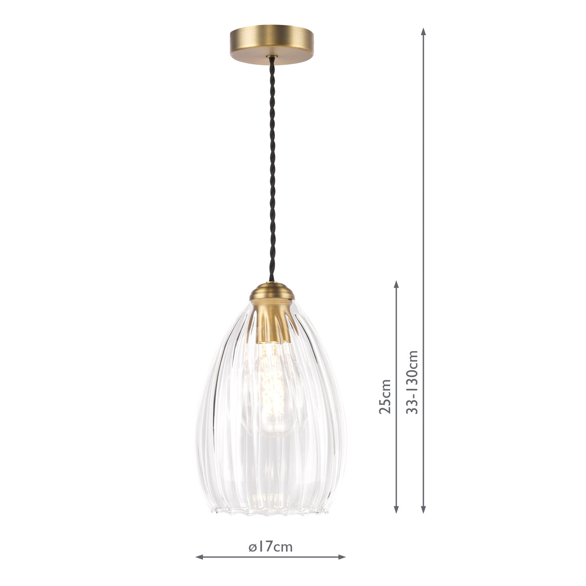 Dar Valora Pendant Antique Bronze and Ribbed Glass