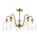 Dar Valora 5 Light Pendant Antique Bronze and Ribbed Glass