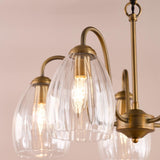 Dar Valora 5 Light Pendant Antique Bronze and Ribbed Glass
