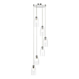 Dar Valora 6 Light Cluster Pendant Polished Nickel and Ribbed Glass