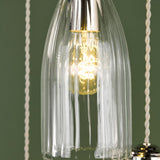 Dar Valora 6 Light Cluster Pendant Polished Nickel and Ribbed Glass