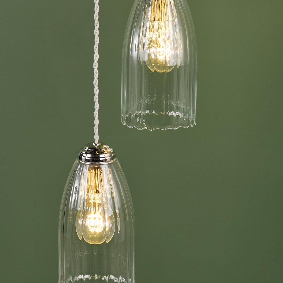 Dar Valora 6 Light Cluster Pendant Polished Nickel and Ribbed Glass