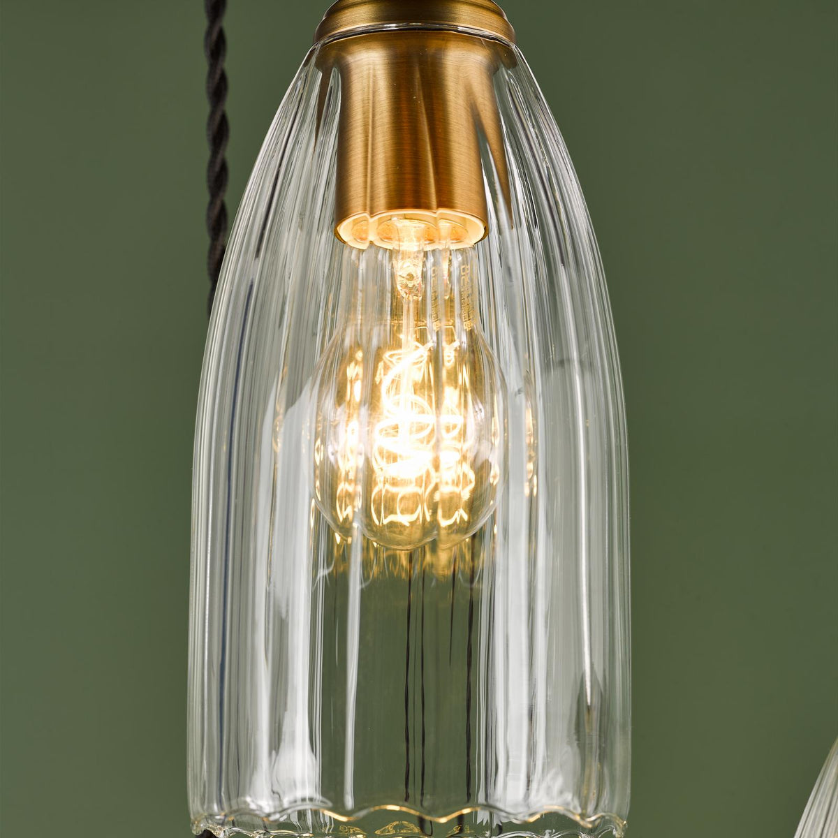Dar Valora 6 Light Cluster Pendant Antique Bronze and Ribbed Glass