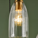 Dar Valora 6 Light Cluster Pendant Antique Bronze and Ribbed Glass