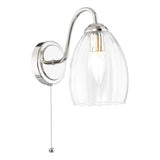 Dar Valora Wall Light Polished Nickel and Ribbed Glass