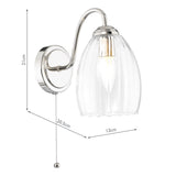 Dar Valora Wall Light Polished Nickel and Ribbed Glass