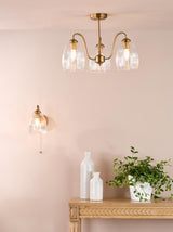 Dar Valora Wall Light Antique Bronze and Ribbed Glass