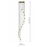 Dar Valora 12 Light Cluster Pendant Antique Bronze and Ribbed Glass