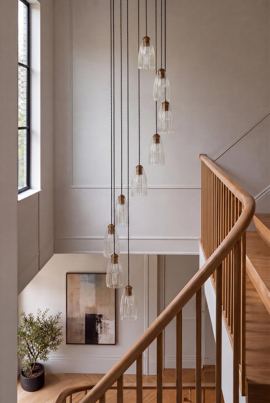 Dar Valora 9 Light Cluster Pendant Antique Bronze and Ribbed Glass