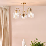 Dar Valora 3 Light Semi-Flush Antique Bronze and Ribbed Glass
