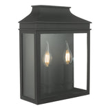 Dar Vapour 2Lt Coach Lantern Wall Light Black IP44
