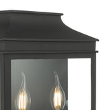 Dar Vapour 2Lt Coach Lantern Wall Light Black IP44