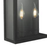 Dar Vapour 2Lt Coach Lantern Wall Light Black IP44
