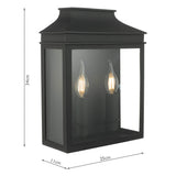 Dar Vapour 2Lt Coach Lantern Wall Light Black IP44