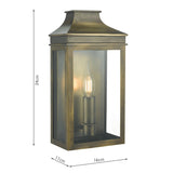 Dar Vapour Coach Lantern Wall Light Weathered Brass IP44