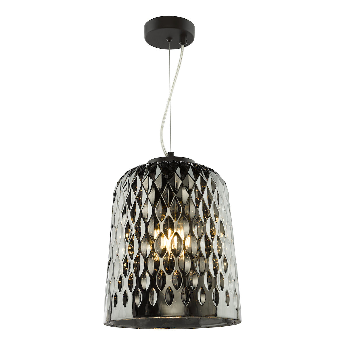 Dar Varius Pendant Matt Black and Smoked Glass