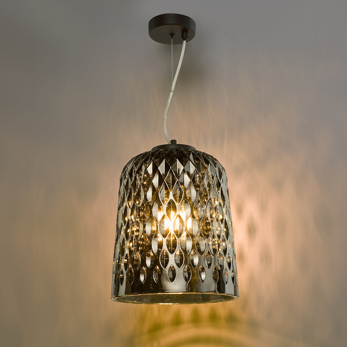 Dar Varius Pendant Matt Black and Smoked Glass