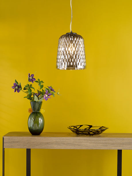 Dar Varius Pendant Matt Black and Smoked Glass