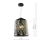 Dar Varius Pendant Matt Black and Smoked Glass