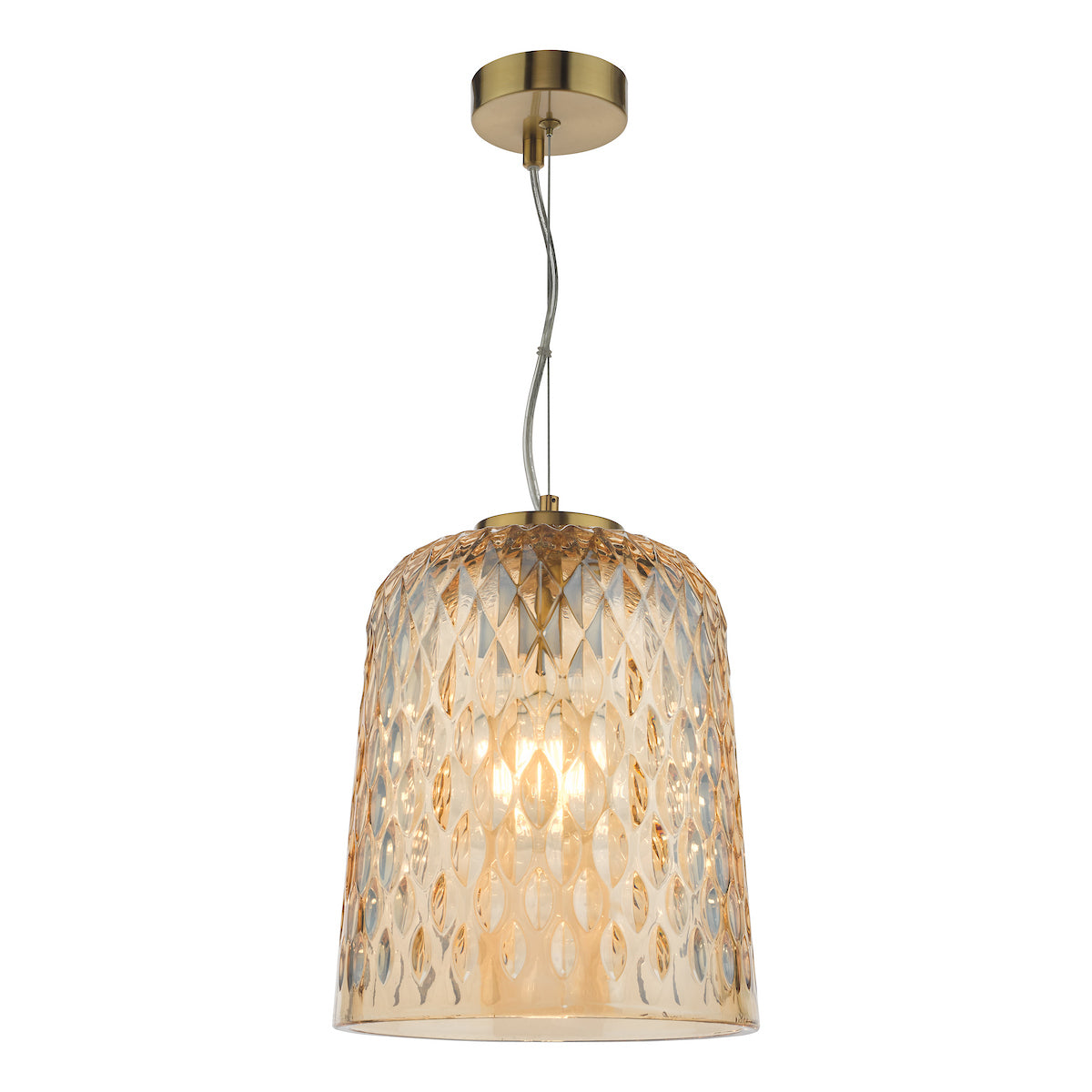 Dar Varius Pendant Natural Brass and Amber Glass