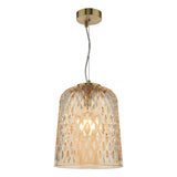 Dar Varius Pendant Natural Brass and Amber Glass