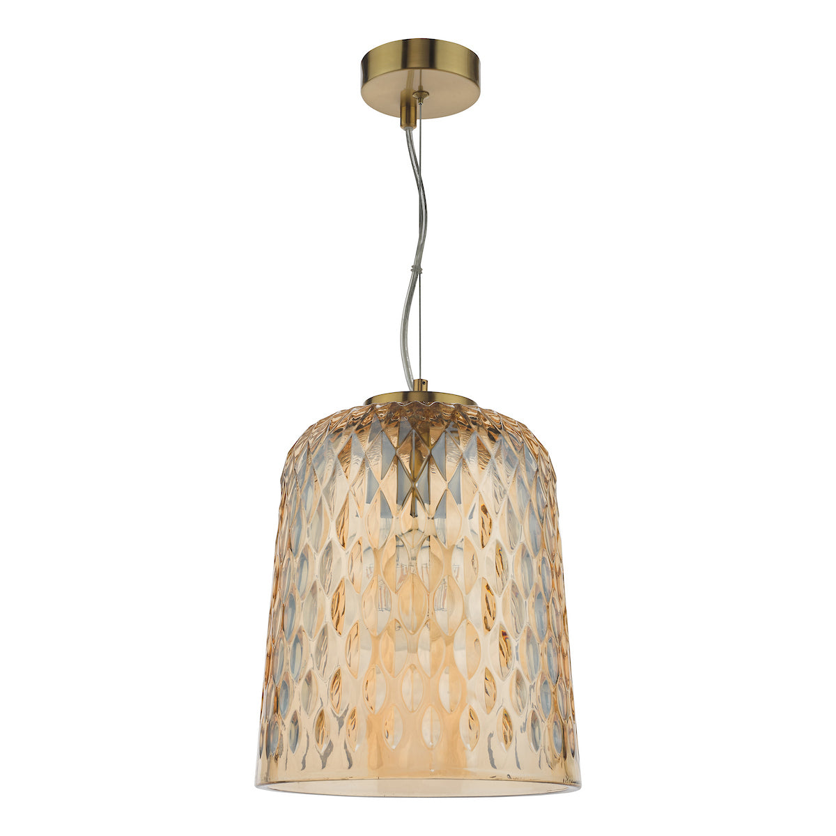Dar Varius Pendant Natural Brass and Amber Glass