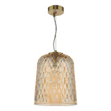 Dar Varius Pendant Natural Brass and Amber Glass