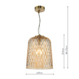 Dar Varius Pendant Natural Brass and Amber Glass