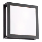 Dar Vayu 2 Light Outdoor Wall Light Matt Black and Opal IP44