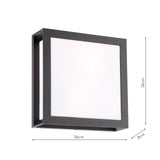 Dar Vayu 2 Light Outdoor Wall Light Matt Black and Opal IP44