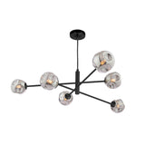 Dar Vignette 6 Light Pendant Matt Black With Closed Organic Smoked Glass