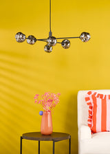 Dar Vignette 6 Light Pendant Matt Black With Closed Organic Smoked Glass