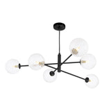 Dar Vignette 6 Light Pendant Matt Black and Textured Glass