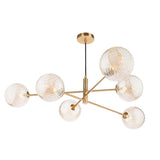 Dar Vignette 6 Light Pendant Aged Brass With Twisted Amber Glass