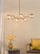 Dar Vignette 6 Light Pendant Aged Brass With Twisted Amber Glass